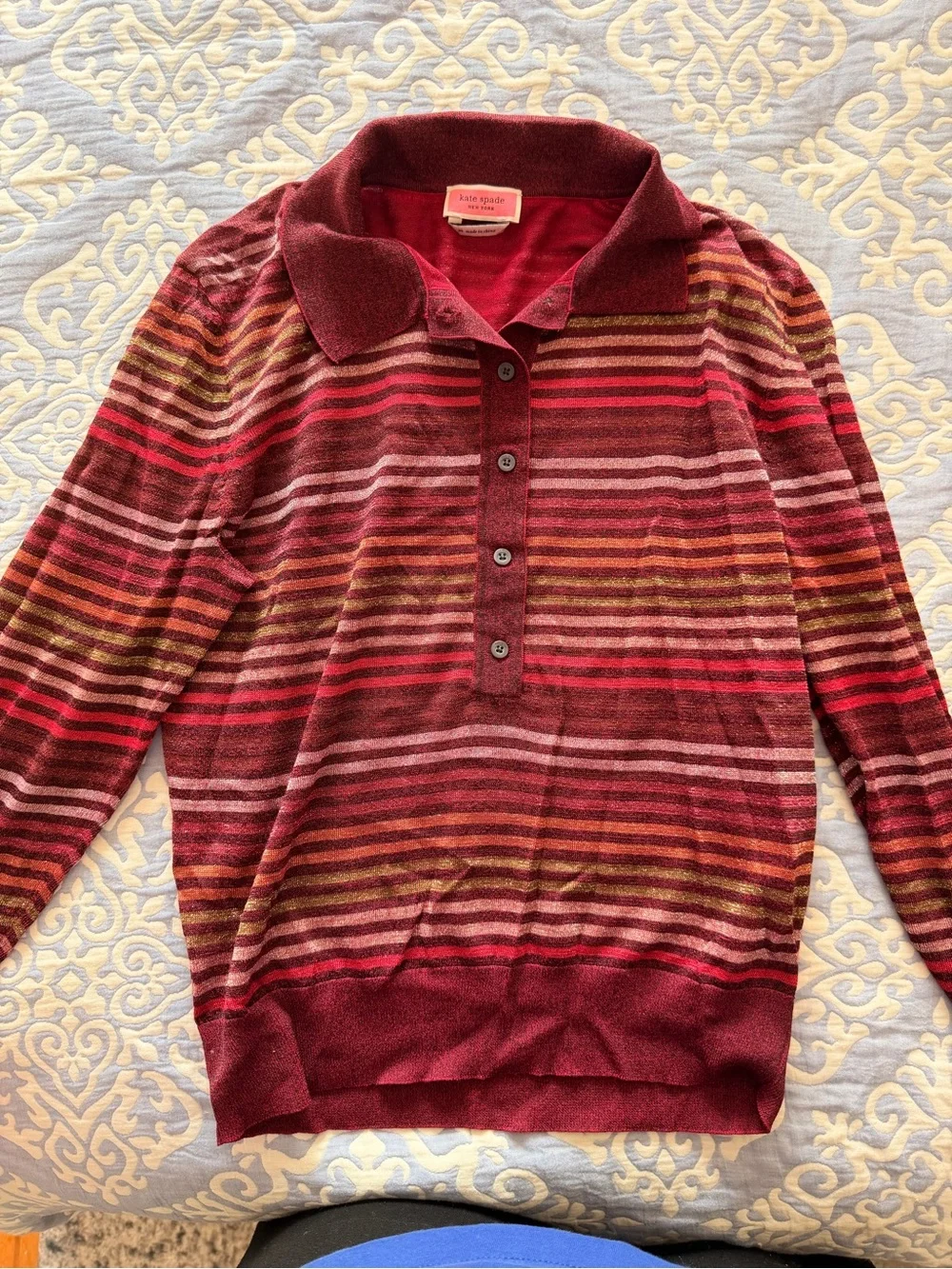 kate spade Metallic Stripe Polo Sweater